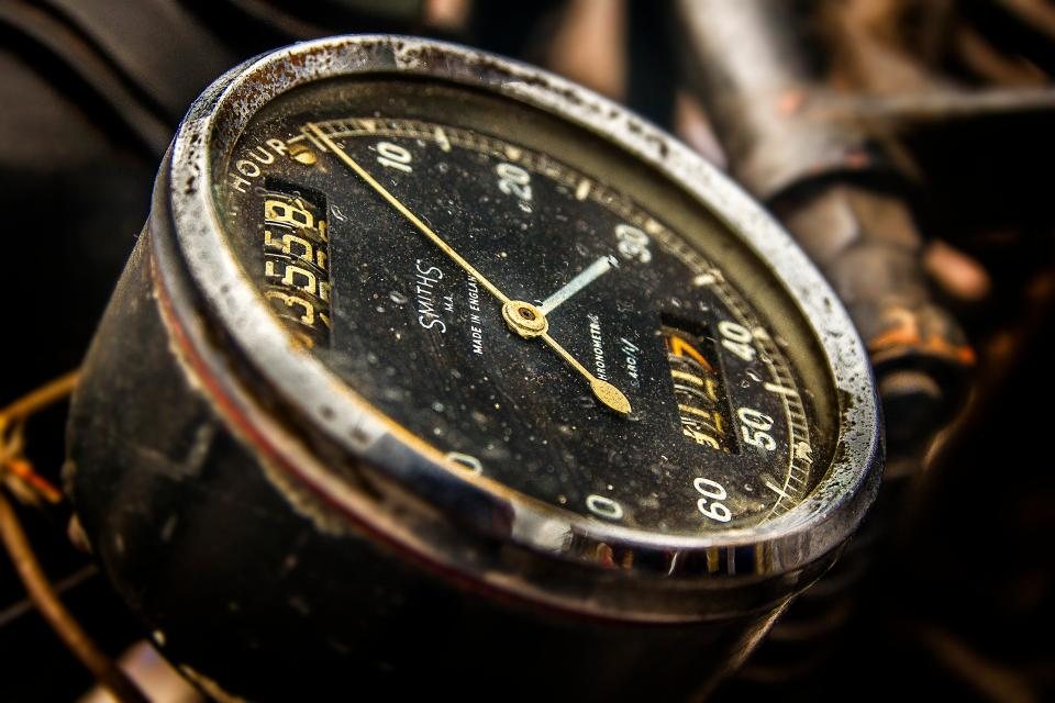 Vintage stopwatch face on a dark background